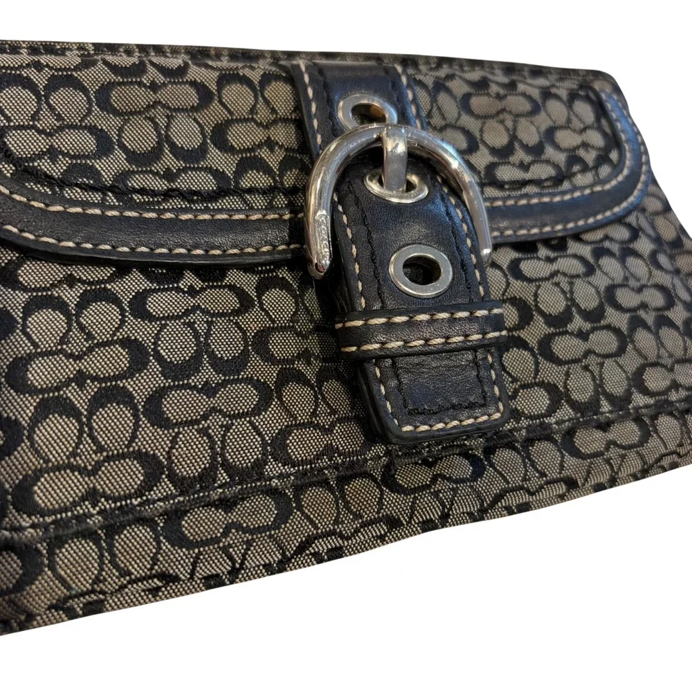 Coach Y2K Signature Jacquard Wristlet Black Gray Buckle Monogram micro C